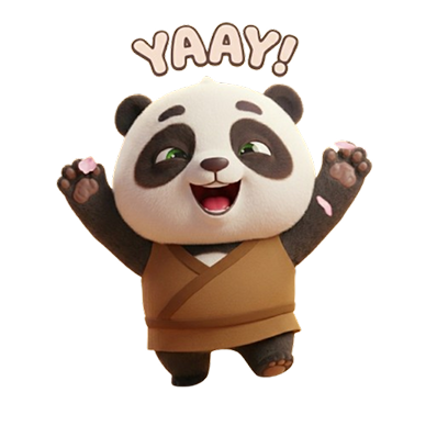 Panda celebrating